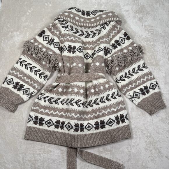 NWT Polo Ralph Lauren Women's Size XL Intarsia Shawl Fringe Alpaca Wool Cardigan - Picture 7 of 10